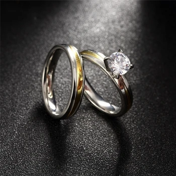Mados Nerūdijančio Plieno Vestuvinį Žiedą, Paprastas Dizainas Cirkonis Pora Žiedas, Skirtas Moterų ir Vyrų Papuošalai Meilužio Dovana