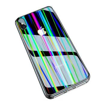 Mados Nuolydžio Lazerinis Holografinis Atveju iPhone 12 11 Pro Max XR XS Minkštas Vaivorykštė Aišku, Funda 