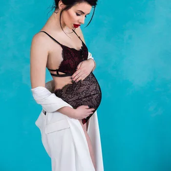 Mados Nėščia Moteris Pižama Sudurti Bodysuit Sexy Nėrinių Lingerie apatinio Trikotažo vasaros zwangerrobe grossesse fotografavimo nuotraukų naujų