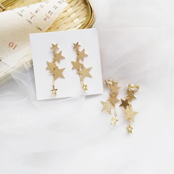 Mados Pentagram auskarai moterų temperamentas joker ilgai stud auskarai žvaigždės Aukso kutai auskarai moterims