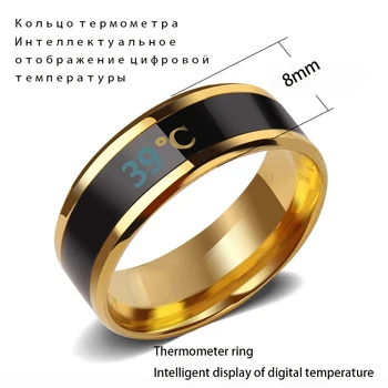 Mados Protingas Termometras, temperatūros matavimo žiedas, Nerūdijančio plieno, paprastą kūrybos Pora vestuvių papuošalai Dropshipping