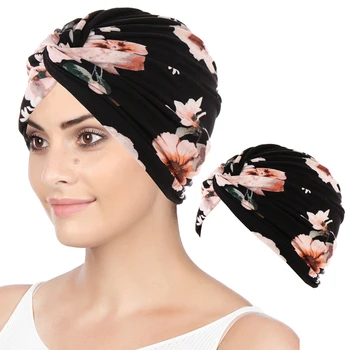 Mados spausdinti musulmonų turbaną kepurės moterims islamo vidinis hijab variklio dangčio Arabų apvyniokite galvą skara femme musulman turbante hijabs