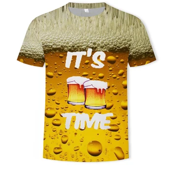 Mados vasaros vyrų 3D alaus spausdinti vyriški marškinėliai atsitiktinis O-apykaklės vyrų klounas T-shirt vyrams hip-hop ' o drabužių