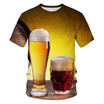 Mados vasaros vyrų 3D alaus spausdinti vyriški marškinėliai atsitiktinis O-apykaklės vyrų klounas T-shirt vyrams hip-hop ' o drabužių