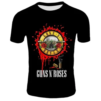 Mados Vyrų Punk T Shirt Guns N Roses, T-Shirt Sunkiųjų Metalų Viršūnes 3D Ginklą, Išaugo Spausdinti Suknelė Hip-Hop Atsitiktinis greitai-džiovinimo vyriški T-shirt