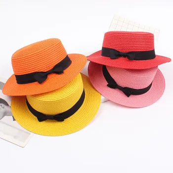 Mados Šiaudų Skrybėlę Moterų Vasaros Beach Sun Plačios Skrybėlės Kraštų Ponios Kietas Top Hat Skydelis Paplūdimio Kelionės Lauko Kepurės Kepurės