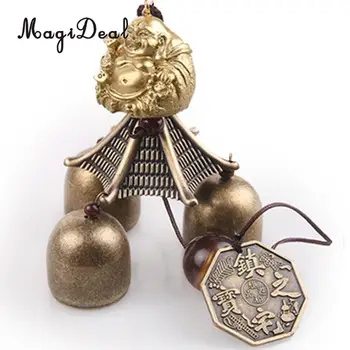 MagiDeal Tradicinės Kinų Metalo Vėjo Varpeliais Buda Monetos Pasisekė Bell Feng Shui Kabinti Apdailos Ornamentu
