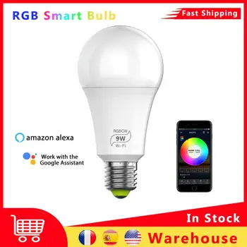 Magija 9W E27 RGB WIFI Led Smart Lemputė Šviesos Belaidžio 85-265V Automatika Lempos Dirbti su ALexa 