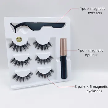 Magnetinio blakstienos 3d mink blakstienas, 3 poros natūralios blakstienos Magnetinis akių kontūro nustatyti blakstienų pratęsimo reikmenys akių makiažas