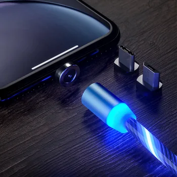 Magnetinio Kabelis, Mikro USB Šviesos diodų (LED Apšviestas USB C Tipo Kabelis Magnetinio Krovimo Laidas iPhone Samsung 