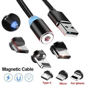 Magnetinio USB Greito Įkrovimo LED Duomenų Kabelis Samsung A10 A20 A30 A50 A70 M10 Garbę 10 20 Lite 8X 8C 8A iPhone XS MAX Laidas