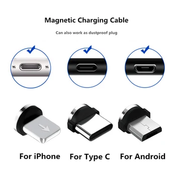 Magnetinio USB Kabelio Greito Įkrovimo USB C Tipo Kabelis Magnetas Įkroviklis Duomenų Mokestį, Micro USB Laidas, Mobilusis Telefonas, Kabelis, USB Laidas