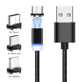 Magnetinio USB Kabelio Greito Įkrovimo USB C Tipo Kabelis Magnetas Įkroviklis Duomenų Mokestį, Micro USB Laidas, Mobilusis Telefonas, Kabelis, USB Laidas