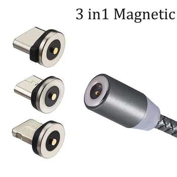 Magnetinio USB Laidas, Greito Įkrovimo USB C Tipo Kabelis Magnetas Įkroviklis Duomenų Mokestį, Micro USB Laidas, Mobilusis Telefonas, Kabelis, USB Laidas