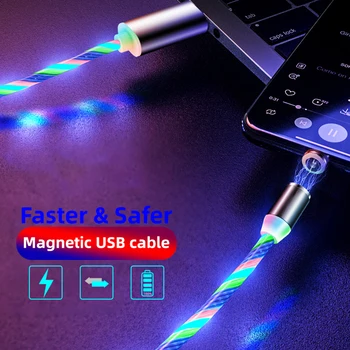 Magnetinio USB LED Apšvietimas Greito Įkrovimo Kabelis, Mikro USB C Tipo Kroviklis, Skirtas 
