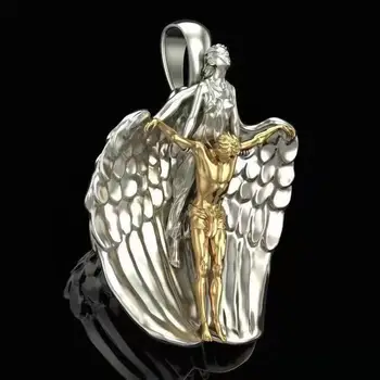 Mais novo anjo da bíblia saint michael pingente orar para nós colares & pingentes arcanjo asas de anjo jėzus colar cristão jóias
