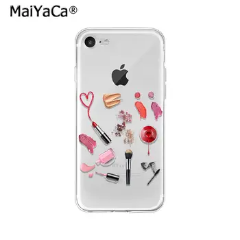 MaiYaCa Kosmetikos Makiažas Lūpų dažai, Nagų lakas TPU Minkštas Telefono dėklas, skirtas iPhone 5 5Sx 6 7 7plus 8 8Plus X XS MAX XR
