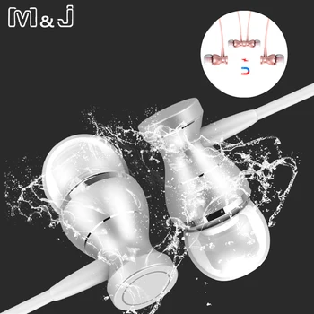 M&J J9 Metalo Magnetinių Sportas Veikia Ausines In-Ear Ausinių Aiškumo Stereo Garsas Su Mic Rankų Mobilųjį Telefoną, MP3, MP4, PC