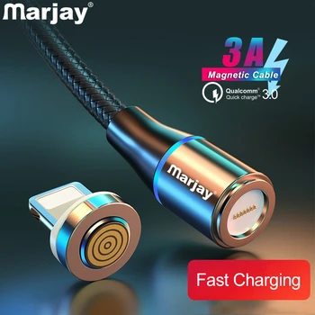 Marjay 3A Magnetinio USB Kabelis 1m 2m Greitai Įkrauti 3.0 Greitas USB jungtį, Skirtą 