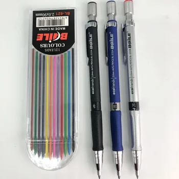 Mechaninis pieštukas 2.0 mm 2B piešimo rašymo veiklos pieštuku with12-spalva papildymo office mokyklos raštinės reikmenys