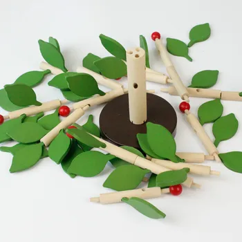 Medienos Žali Lapai Pastato Montessori Smulkinimo Blokas Anksti Švietimo Žaislas Mediniai Surenkami Medis