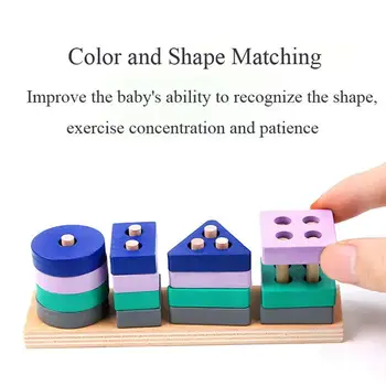 Mediniai Montessori Žaislas Blokai Ankstyvo Mokymosi Rungtynės Pažinimo Žaislas Mergaitėms, Žaislai Berniukams, Formuoti Vaikų Švietimo Spalva F6Y1