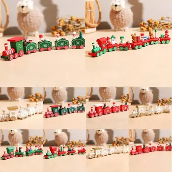 Medinių Kalėdų Traukinys Papuošalai Kalėdų Dekoracijas Namų Santa Claus ir Kalėdų Stalo Deco noel Navidad Kalėdų Dovana Naujųjų Metų