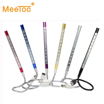 MeeToo Led Knyga Šviesiai 10 led USB Led Knygų Skaitymo Šviesa Metalo Medžiagos, Lankstus, 