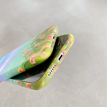 Meno Retro Kraštovaizdžio Aliejaus Tapybai Gėlės Telefono dėklas Skirtas iPhone 11 Pro Max Xr X Xs Max 7 8 Pulse SE 2020 Atvejais Minkštas Silikoninis Dangtelis