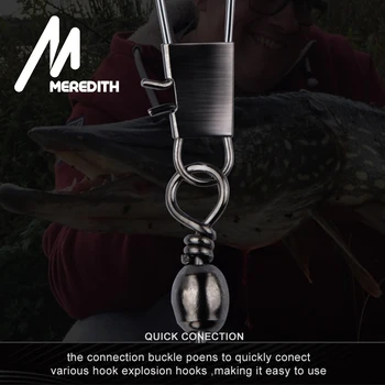 Meredith 50Pcs/Daug Žvejybos Jungtis Pin Riedėjimo Guolių Sukami Nerūdijančio Plieno su Snap Fishhook Suvilioti Spręsti Accessories