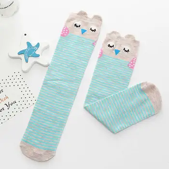 Mergina kojinės animacinių filmų pelėda šuo spausdinimo vaikų krūvos kojinės pusė cilindro berniukas knee-high kojinės vaikams virš kelio medvilnės kojinių