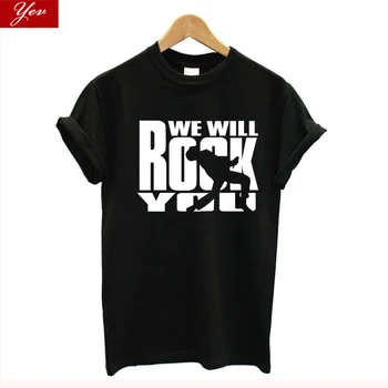Mes Bus Rock You Moterų Marškinėliai Vasaros medvilnės Queen Roko grupe T-shirt prarasti streetwear naujovė hip-hop Hipster tee marškinėliai homme