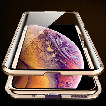 Metalo Magnetinių Adsorbcijos Atveju iPhone, 11 Pro X XS Max XR Dvipusis Stiklo Magneto Dangtelis, Skirtas 