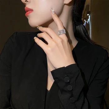 Metalo Perdėti Tuščiaviduriai Akių Inkrustacijos Cirkonis Aukso Atidaryti Žiedai Moteris 2020 Naujas Mados Prabangių Korėjos Papuošalai Vestuves Žiedas