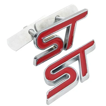 Metalo Raudona ST Priekinės Grotelės Lipdukas Automobilių Galva Grotelės Logotipas Ženklelis 