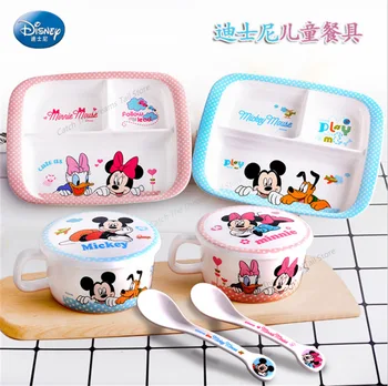 Mickey Mouse Stalo Disney Vaikams Indai Minnie Šaukštas Patiekalus ir Plokštės Puodeliai Mielas Virtuvės Reikmenys Įrankiai