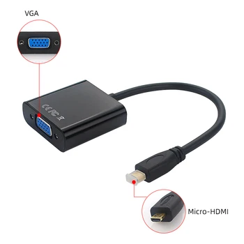 Micro HDMI į VGA Adapteris Kabelio Vyrų ir Moterų + Audio Lizdas + USB Maitinimo Kabelis, skirtas Xbox|PS4/3 Fotoaparatą|Telefoną|Raspberry Pi 4
