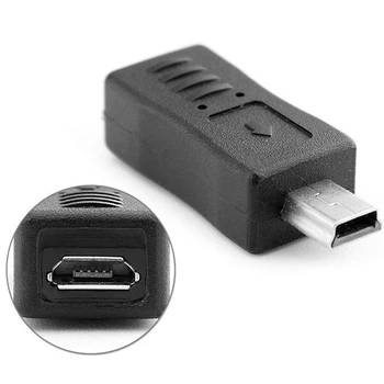 Micro USB Female į Mini USB Vyrų Adapteris, Įkroviklis Adapteris Keitiklis, Juoda L4MA