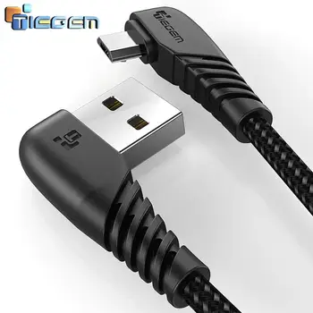 Micro USB Kabelis 2A Greitas Įkroviklis USB Laidas Tiegem 90 laipsnių alkūnė Nailono Tinklelio Duomenų Kabelis Samsung/Sony/Xiaomi 