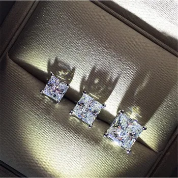 Mielas Aikštėje 6/7/8mm Lab Diamond Stud Auskarai Nekilnojamojo 925 sterlingas sidabro Dalyvavimas Vestuvių Auskarai Moterims Nuotakos Šalis Papuošalai