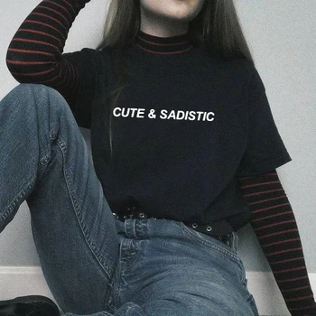 Mielas & Sadistai Harajuku Gotikos Moterų Marškinėlius Mados Atsitiktinis Marškinėliai Moterims Drabužių, marškinėlių Streetwear Hipsters Grunge Viršų