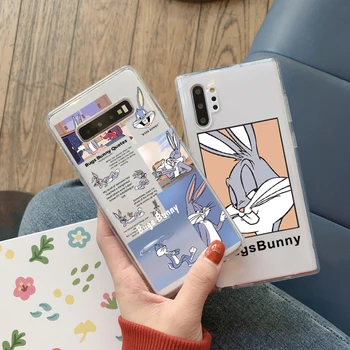 Mielas Animacinių filmų Triušis Telefono dėklas, skirtas Samsung Note 10 20 8 9 S10 S20 Plius S8 S9 A30 A40 A50 A70 A80 A90 A51 A71 A21 S Minkštas Viršelis