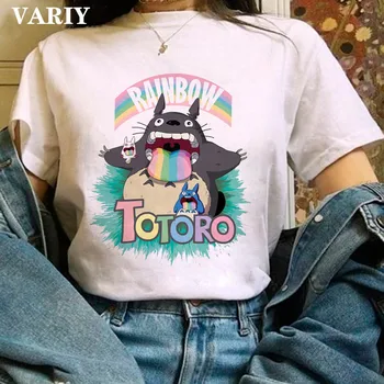 Mielas Anime Grafikos Totoro Studio Ghibli Marškinėliai Moterims Harajuku Kawaii Miyazaki T-shirt 90s Marškinėlius Mados Viršuje, Trišakiai Moteris