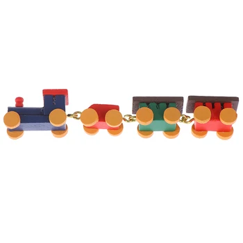 Mielas Dažytos Medinės Traukinio Rinkinį Lokomotyvų Skyriaus Vežimėliai Žaislas 1:12 Lėlių Žaisti Doll House Dekoro Aktyvus Miniatiūriniai Žaislai