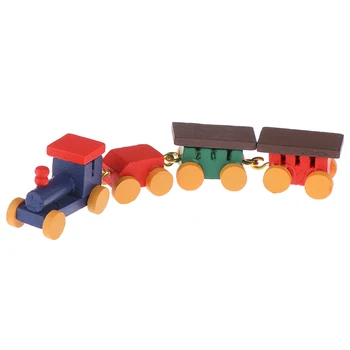 Mielas Dažytos Medinės Traukinio Rinkinį Lokomotyvų Skyriaus Vežimėliai Žaislas 1:12 Lėlių Žaisti Doll House Dekoro Aktyvus Miniatiūriniai Žaislai