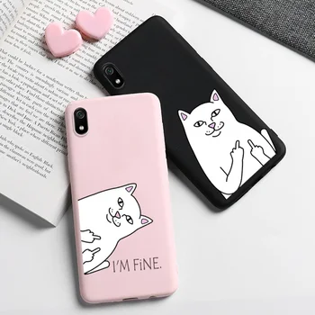 Mielas Funny Cat Atveju Xiaomi Redmi 9 Pastaba Pro Atveju Silicio Už Xiomi Redmi Pastaba 9s 8 8T 8A 7A 6A Mi 10 9T A3 9 Lite K30 Dangtis