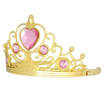 Mielas Kalnų Krištolas Širdies Auksinių Vestuvių Karūna Lankelis Princesė Pink Plastiko Tiara Hairband Mergaitėms, Vaikams, Plaukų Aksesuarai, Papuošalai