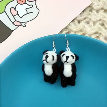 Mielas Kūrybos Rankų Darbo Pūkuotas Meškiukas Panda Šuo Lašas Auskarai Persikas Širdies Animacinių Filmų Gyvūnų Tabaluoti Auskarai Mados Žiemos Brincos
