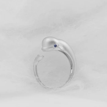 Mielas Mėlynos Akys Banginis Atidarymo Žiedas Sidabro Padengtą Reguliuojamas Moterų, Mergaičių Mados Paprasta Piršto Žiedas Papuošalai