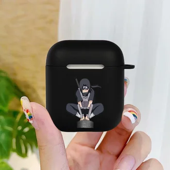 Mielas Naruto Sasuke Kakashi Juodas Dangtelis Apple airpods 1 2 Atveju Silikono Belaidžio Priedai Airpod pro Atvejais, Japonijos Anime